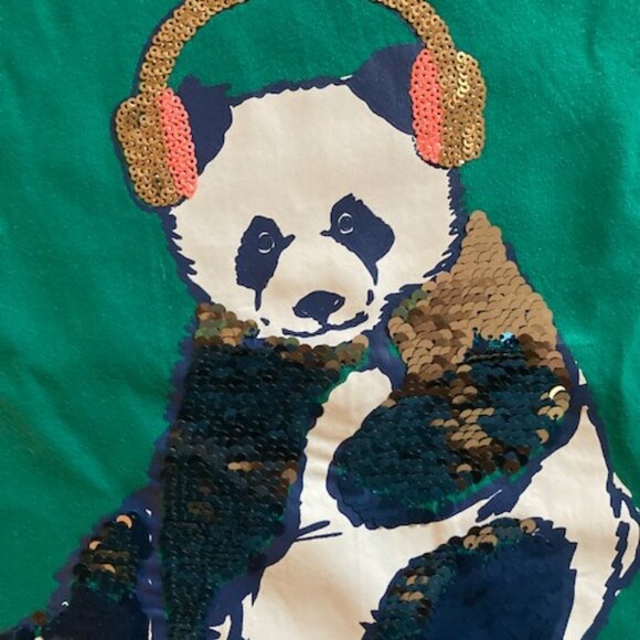 Mini Boden sequin tee - green panda 6-7 - Picture 3 of 5